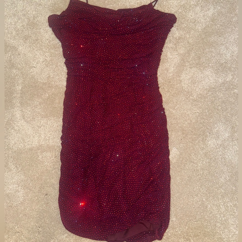 Alyce Paris Red Bodycon Mini Dress Spaghetti Strap